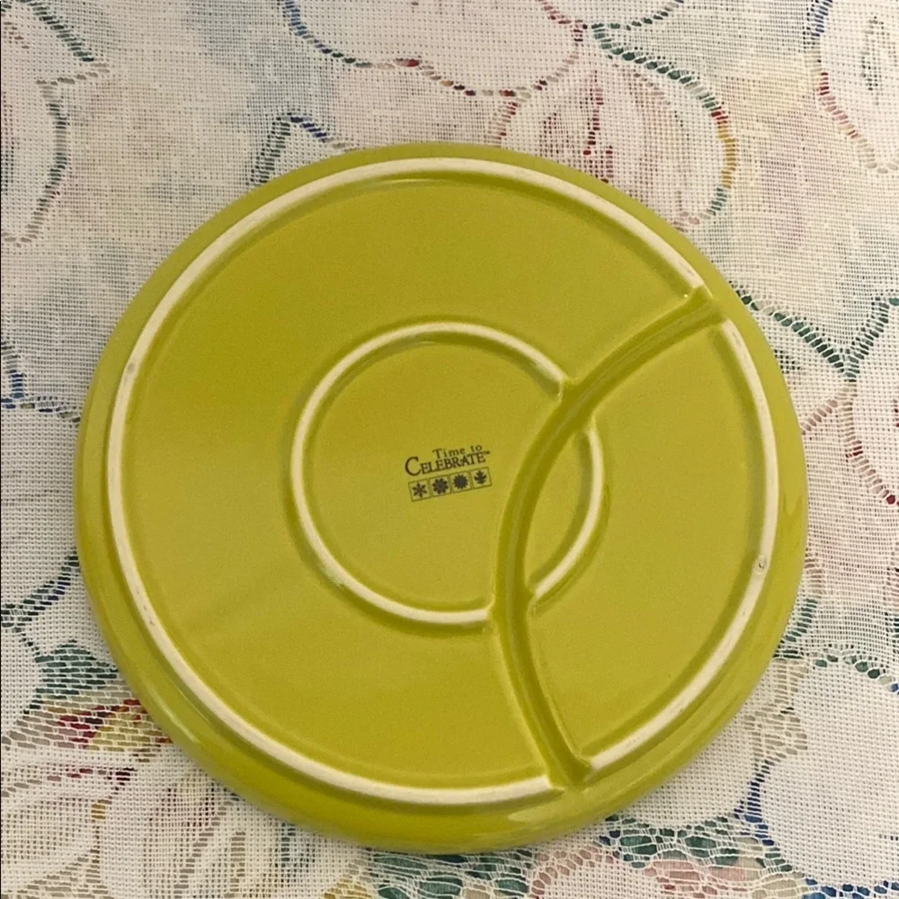 Time to Celebrate set of Two Round Divided Snack Plates 2 Sections